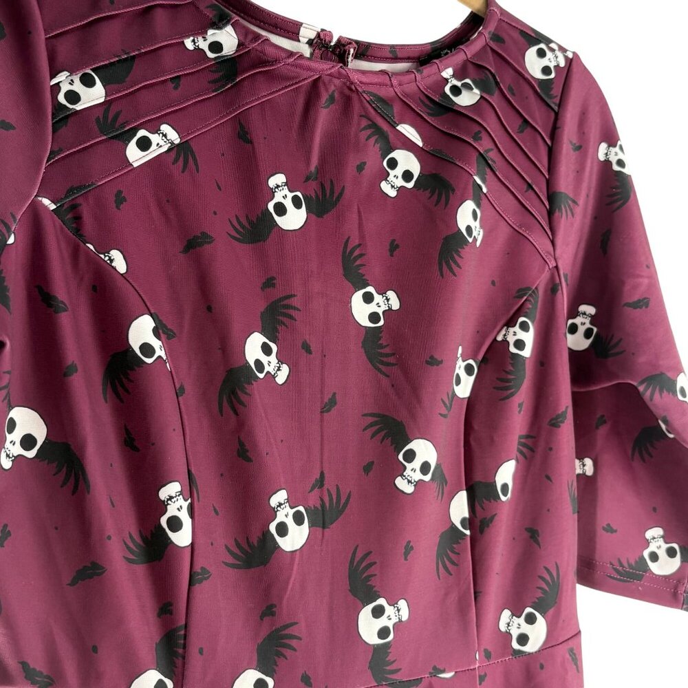 Corpse Bride x Unique Vintage Dress Flying Skulls Stephanie Flare XL - Picture 9 of 9